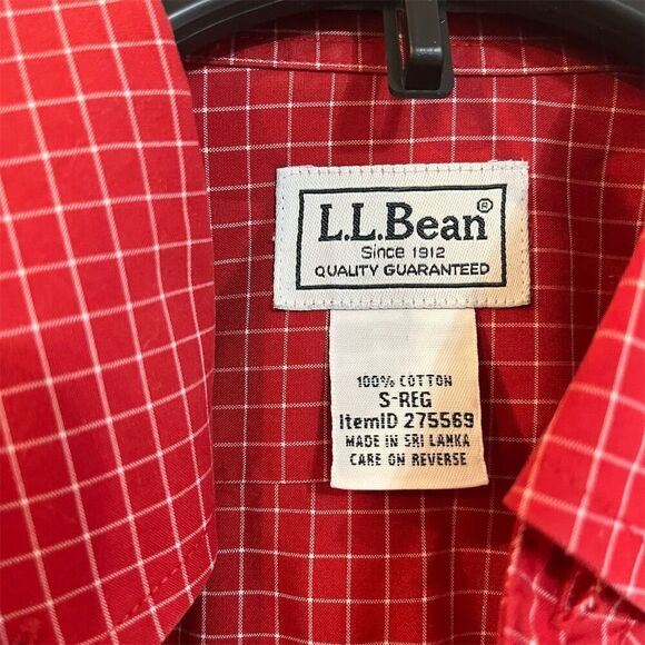 L.L. Bean Men's S Red Check Long Sleeve Button-Up Shirt Casual - Picture 3 of 6